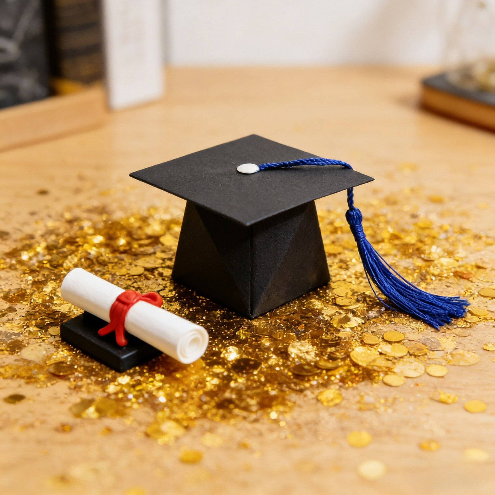 Graduation Candy Boxes 30 Pcs - Grad Cap Shaped DIY Gift Boxes for Party Favors, Graduation Decorations, and Ceremony Containers, Graduation Decorations Supplies (Black)