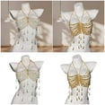thumbnail image 2 of 3. Fashionable Pearl-Embellished Halterneck Top with Fringe Tassels Body Chain Women's Festive Evening Crop, 2 of 9