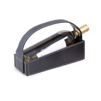 Black Pebbled Leather Wine Cradle.