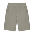thumbnail image 5 of ClodeEU Women's High Waisted Linen Blend Bermuda Shorts, Elastic Waist Casual Summer Pants with Pockets Khaki,Women's Plus S, 5 of 5