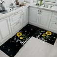thumbnail image 3 of Sunflower Kitchen Rugs and Mats Non Skid Washable Set of 2, You are My Sunshine Kitchen Mats for Floor, Cute Yellow Flower Bee Black Background Under Sink Mats for Kitchen, 3 of 6