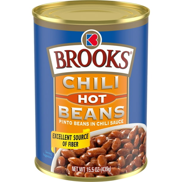 Brooks Chili Beans, Canned Red Beans in Chili Sauce, Hot Flavor, 15.5