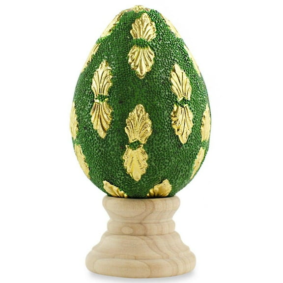 Golden Leaves Wooden Easter Egg