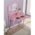 thumbnail image 3 of Roundhill Furniture Sanlo Wooden Vanity Make Up Table and Stool Set, Pink, 3 of 4