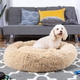thumbnail image 2 of Best Choice Products 36in Dog Bed Self-Warming Plush Shag Fur Donut Calming Pet Bed Cuddler - Brown, 2 of 7