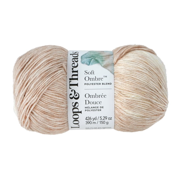 Loops & Threads Soft Ombre Yarn - Light (3) Polyester Acrylic Blend, Soft Gradient Yarn for Knitting & Crochet Blankets, Hats, Shawls & Accessories, 426 yd / 5.29 oz Skein, 6 Pack