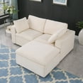 thumbnail image 3 of 68.5" Loveseat Sofa, Love Seat Couch with Ottoman Modular Sectional, Small L Shaped Upholstered Couch for Living Room Apartment Small Space, Chenille  Beige, 3 of 9
