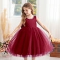 thumbnail image 3 of RUTAYY Children Girls Dress Round Neck Solid Color Wedding Flower Girl Skirt Piano Performance Everyday Wear Chic Holiday Dresses, 3 of 5