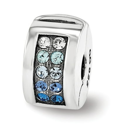Crystal Hinge - Sterling Silver with Blue Swarovski Crystals Hinged Clip Bead Charm