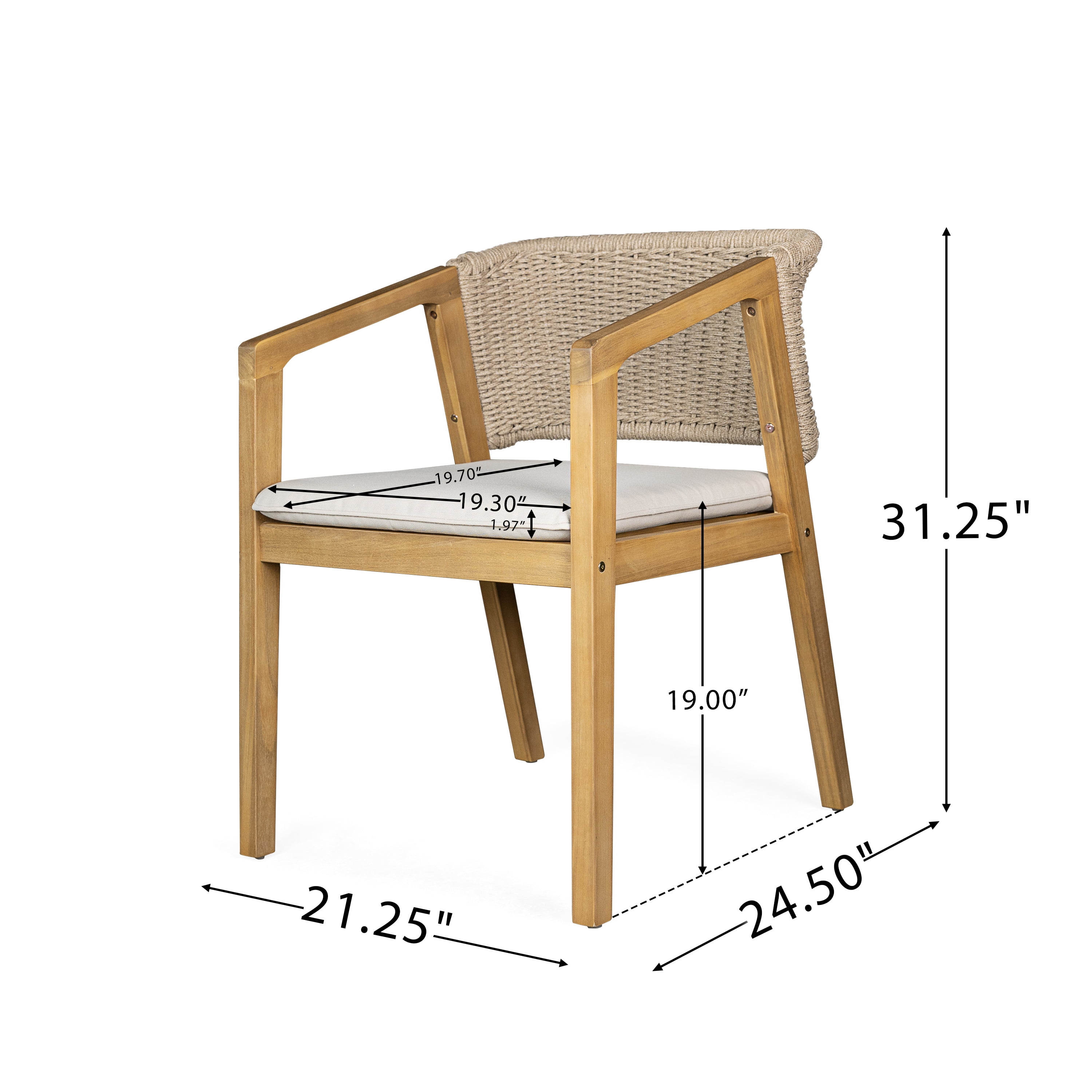 MAYEERTY Mid Century Modern Solid Wood Dining Chair with Armrests for Vanity For Living Room