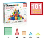 PICASSO-TILES Magnetic Tiles for Kids, 101PC STEM Building Blocks Educational Magnet Toy