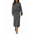 thumbnail image 3 of Conjuntos de 2 Piezas de Falda para Mujer, Moda de Otoño, Suéter A Rayas, Vestido Midi de Punto, Ropa de Salón, Viajes, Ropa de Invierno. y Negro XL, 3 of 10