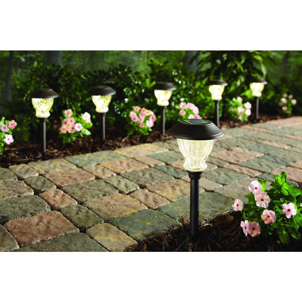 Hampton Bay Solar Bronze Led Le Glass Outdoor Pathway Hampton Bay Solar Bronze Led Le Glass Outdoor Pathway Light 6 Pack Return Com