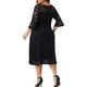 thumbnail image 3 of Vestido de encaje de talla grande para mujer Agnes Orinda, con escote en V, mangas 3/4, midi, estilo swing, para bodas y damas de honor, 2X, negro, 3 of 6