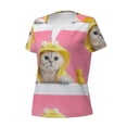 thumbnail image 5 of Honeii A Funny Cat Print Women's V-Neck T-Shirt,Short Sleeve V Neck Tees Tops for Women , Perfect for Work, Travel, and Everyday Wear, 5 of 7