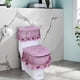 thumbnail image 5 of Juego de fundas de asiento de inodoro de encaje, decoración de baño de 3 piezas, tapa del baño con cremallera, con tela de poliéster/spandex, 40x46cm/38cm, para decoración del inodoro y del depósito, 5 of 6