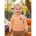 thumbnail image 4 of RUINIXCW Toddler Baby Boy Girl Halloween Shirts Outfit Infant Baby Boys Girls Fall Sweatshirt Clothes Pumpkin Grimace Ghost Long Sleeve Waffled Striped Lapel Half Button Pullover Shirt Tops, 4 of 9