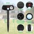 thumbnail image 2 of Solar Powered Animal Repeller, Ultrasonic Pest Deterrent with LED Strobe Light, Green, Motion Sensor, 14.8 Inch Stake, for Yard Garden 2 Packs, 2 of 7