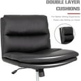 thumbnail image 6 of Okeysen Criss Cross Chair with Wheels, Armless Wide Seat Cross Legged Comfy Office Desk Chair, PU Leather Height Adjustable Swivel Computer Task Chairs for Home, Office, Vanity, Black, 6 of 14