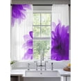 thumbnail image 3 of Purple Semi Sheer Curtains 63 Inch Length 2 Panels Set, Boho Modern Floral Abstract Ombre Leaf White Sheer Kitchen Curtain Privacy Voile Window Curtain for Living Room Bedroom Rod Pocket Drapes, 3 of 7