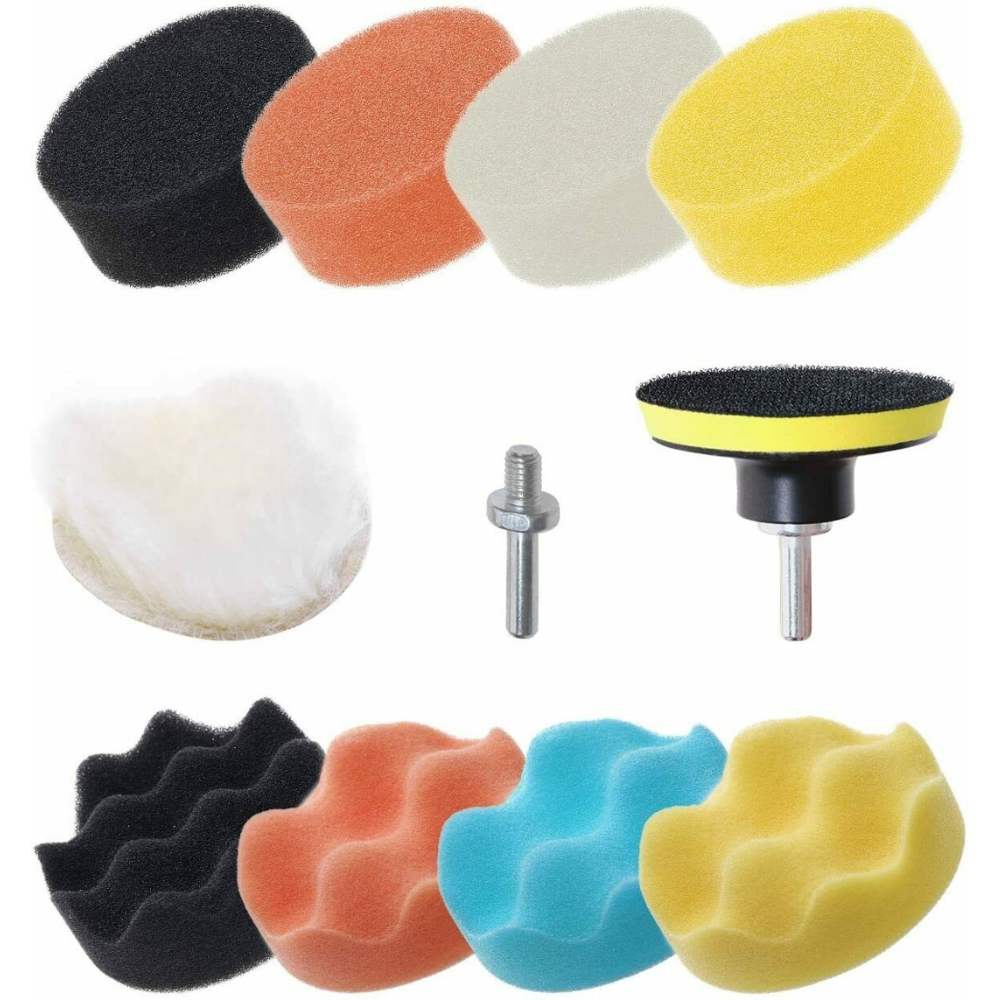 New Age 11pcs 3" Compound Drill Buffing Sponge Pads Kit for Car Sanding