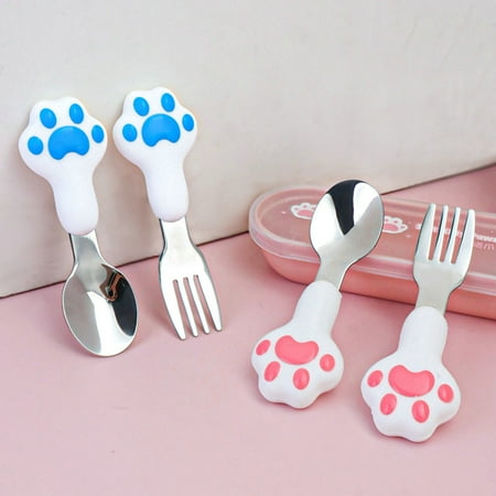 

Ruanlalo Cartoon Spoon Cartoon Spoon Nice-looking Easy to Clean Cute Cat Paw Design Mini Spoon/Fork Baby Tableware Daily Use