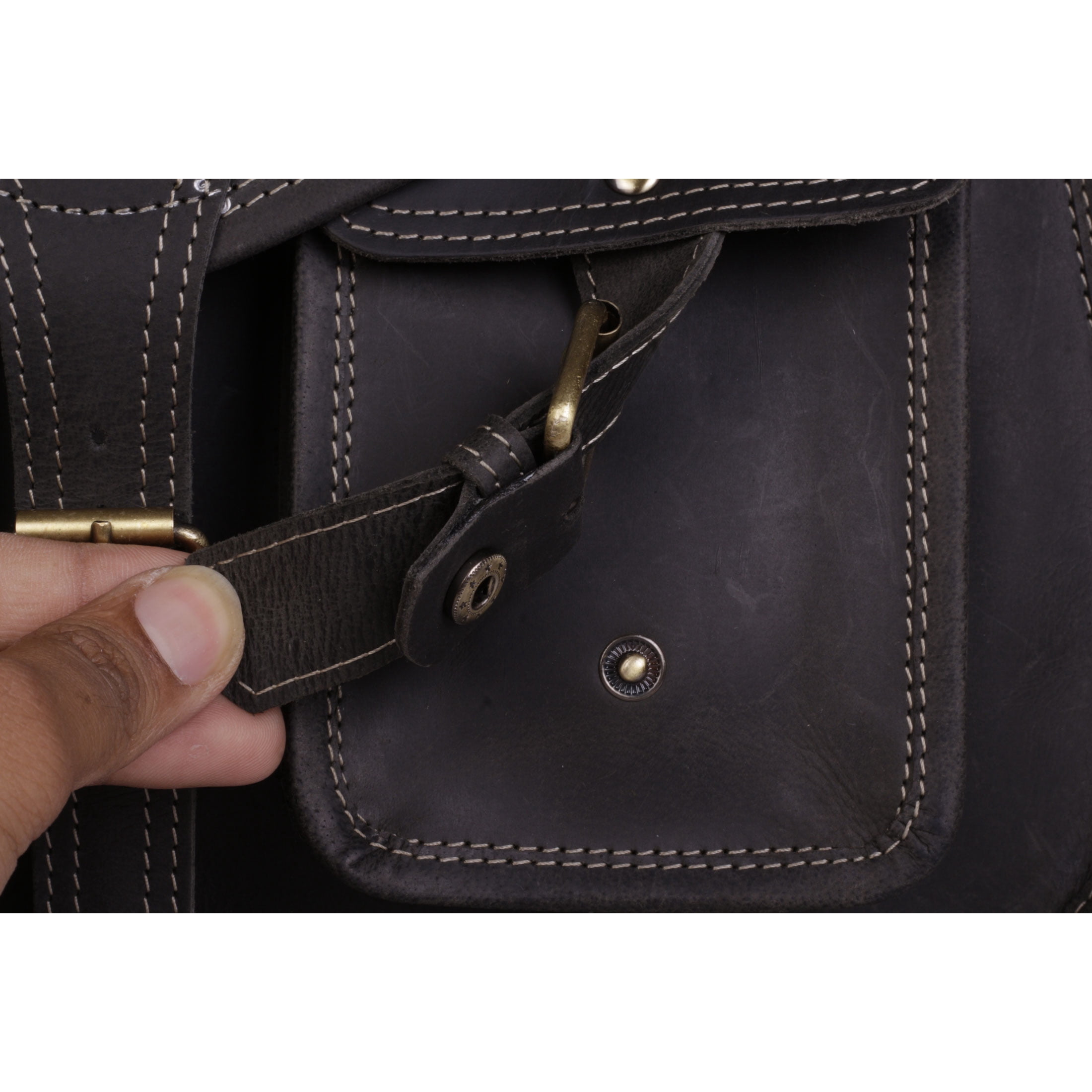 14 Inch Leather Purse Women Shoulder Bag Crossbody Satchel Ladies Tote Travel Purse Genuine Leather (Charcoal Black)