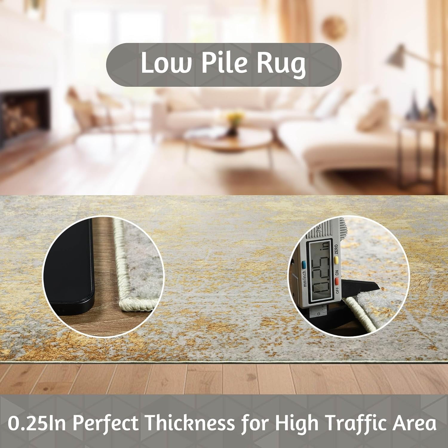 Lochas Abstract Area Rug Soft Modern Rugs for Living Room Bedroom Home Decor Indoor Carpet,5'x7',Camel/Gold