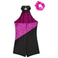 thumbnail image 6 of DPOIS Kids Girls Sequins Gymnastics Leotard Jumpsuit with Headwear Hot Pink 14, 6 of 7