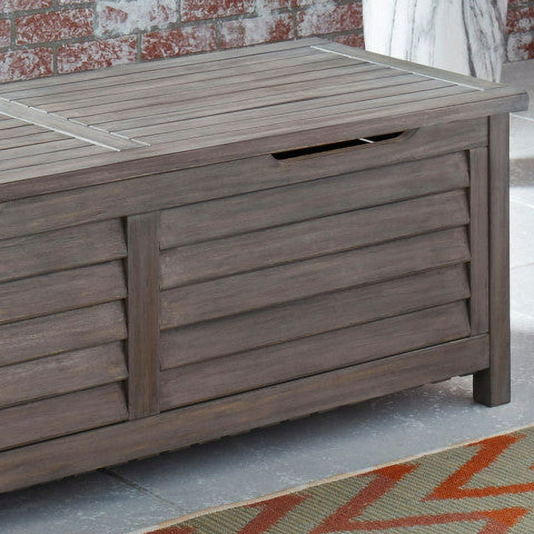 Homestyles Maho Acacia Wood Outdoor Deck Box, Patio Pool Storage