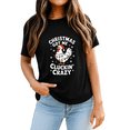 thumbnail image 2 of Christmas Chicken Lights Santa Hat Black Short Sleeve T-Shirt for Men and Women, 2 of 4