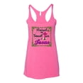 thumbnail image 2 of Wild Bobby, Raised On Sweet Tea & Jesus, Inspirational Christian, Women Tri-Blend Racerback Tank Top, Vintage Pink, Small, 2 of 5