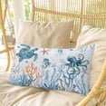 thumbnail image 4 of Blue Turtle Coastal Pillow Covers, Linen Long Throw Pillow Case, Octopus Summer Beach Coral Seahorse Holiday Pillow Protector Decorative Cushion Cover for Living Room/Bedroom 20" x 30", 4 of 8
