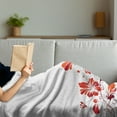 thumbnail image 3 of Chinese Soft Flannel Fleece Throw Blanket, Traditional Purity Blossoms Curved Lace Like Branch and Leaves, Cozy Plush for Indoor and Outdoor Use, 60" x 80", Red White, by Ambesonne, 3 of 5
