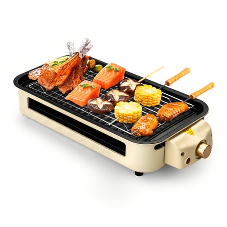 1500W Electric Grill & Oven Combo - Indoor/Outdoor Use, Adjustable Temp | Non-Stick Surface, Dishwasher-Safe Dish | 201 Grade Stainless Steel | For Burgers/Pizza/BBQ | Compact, 110V US Plug