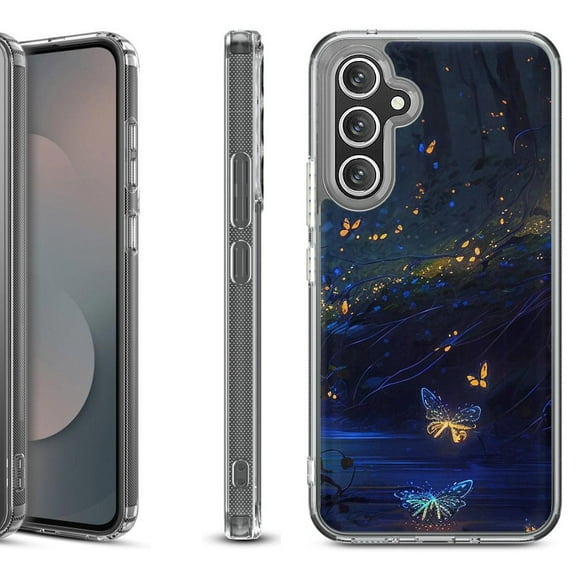 Shockproof Protective Phone Case Cover for Samsung Galaxy S25 FE, by OneToughShield - Fireflies Butterfly