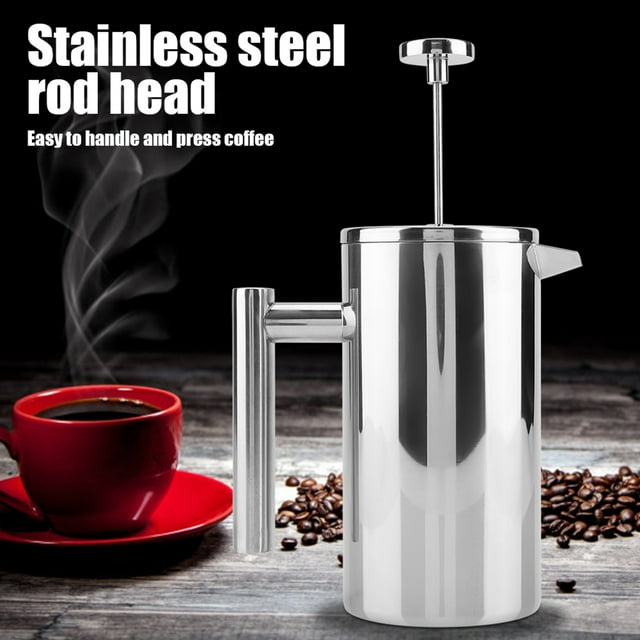 French Double Walled Filtration Stainless Steel Coffee Thermal Maker Press Tea Pot with Filter Durable(1000ML)