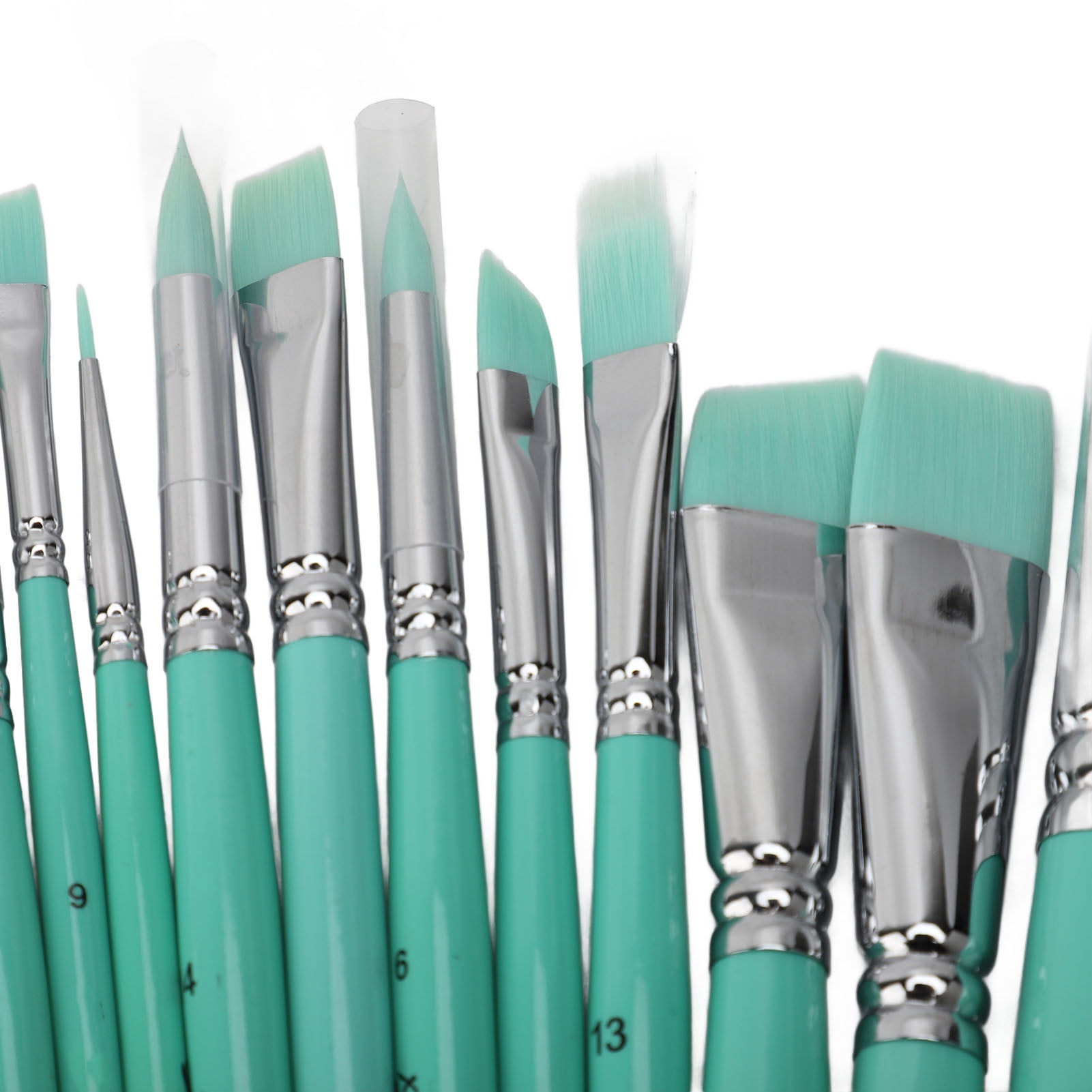 YAHHU 17 Pieces Paint Brushes Set Multiple Sizes Nylon Bristles for Watercolor Acrylic Oil Painting