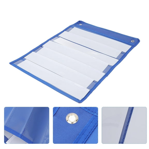 WASHWEPE Math Pocket Chart For Classroom Blue Polyester 1 Set 17.7x12.9x0.2in