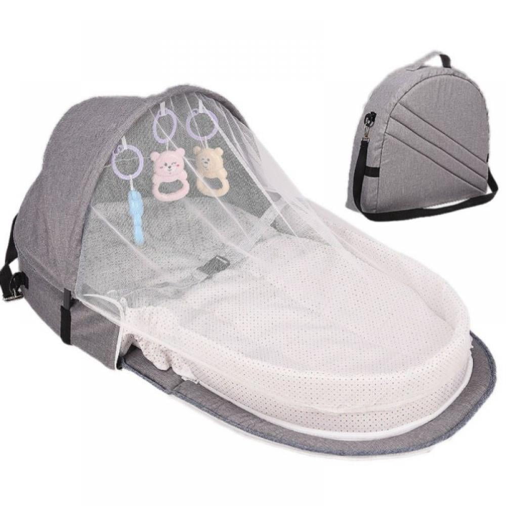 Black 5 in 1Travel Bassinet Foldable Baby Bed Portable Diaper Changing Station Mummy Bag Backpack,Travel Crib Infant Sleeper,Baby Nest with Mattress Included 