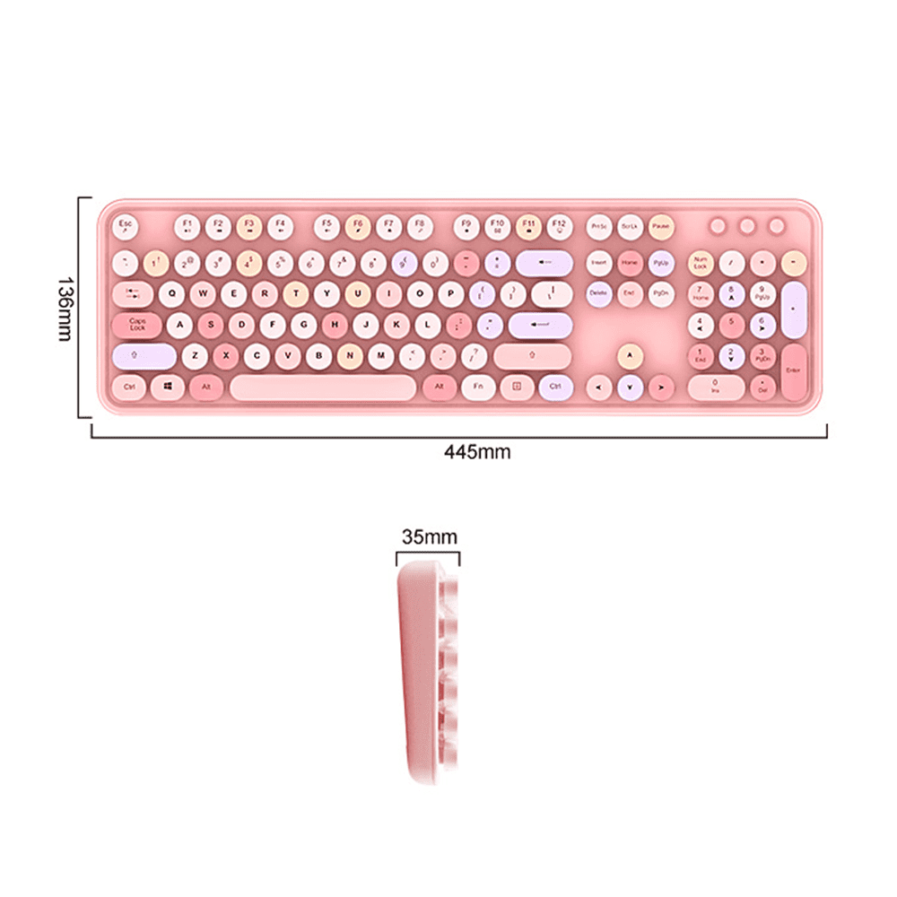  SELORSS Kawaii Wireless Bluetooth Cute Cat Keyboard,Mini  Portable 84-Key Retro Round Keycaps,Quiet Click for Typewriter, Home and  Office,Compatible with PC/Mac/Notebook/Laptop/Ipad Air(Pink Colorful) :  Electronics