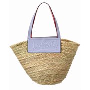 Christian Louboutin Loubishore Straw & Leather Tote, Purple