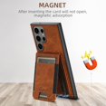 thumbnail image 3 of ELEHOLD for Samsung S23 Ultra Case, Compatible with Mag Safe Accessory, 2 in 1 Detachable Magnetic Card Holder Faux Lychee Pattern Leather Kickstand Wallet Case for Samsung S23 Ultra,Khaki, 3 of 6