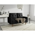 thumbnail image 4 of Pemberly Row 58" Square Arm Modern Fabric/Wood Loveseat in Charcoal, 4 of 5