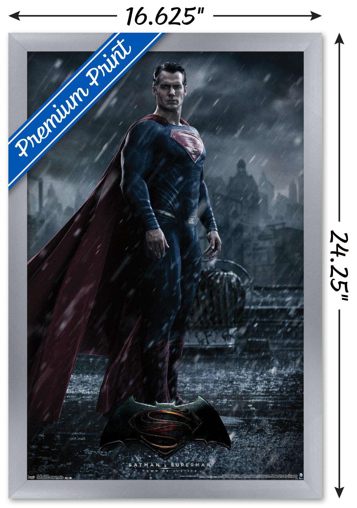 DC Comics Movie - Batman v Superman - Superman Wall Poster, 14.725" x 22.375", Framed