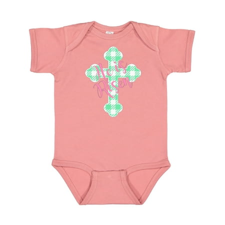 

Inktastic He Is Risen Green Plaid Cross Gift Baby Boy or Baby Girl Bodysuit