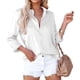 thumbnail image 1 of Blusa de mujer con cuello en V, elegante, de manga larga, estilo empresarial, informal, holgada, lisa, de manga larga con bolsillo, 1 of 5