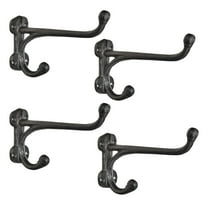 Sungmor 4PC Cast Iron Garage Hooks, 7.6“ Large Home Wall Hanging Clothing Organizer, Wall Mount Utility Garden Tools Storage Hanger for Multi Things, Solid Sturdy Wood Board Shelf Brackets