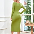 thumbnail image 3 of Vestido de manga larga para mujer, vestido de verano, otoño, sexy, con corte alto, vestido midi bodycon, 3 of 6