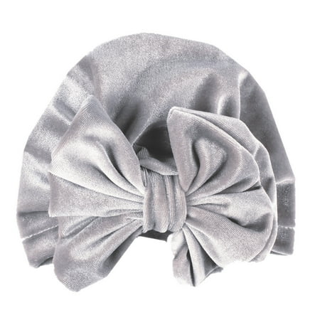 

Yuemengxuan Kids Turban Knot Bow Cap Solid Velvet Hospital Hat Elastic Beanie Caps Wrap Accessories